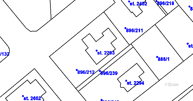 Parcela st. 2293 v KÚ Blatná, Katastrální mapa
