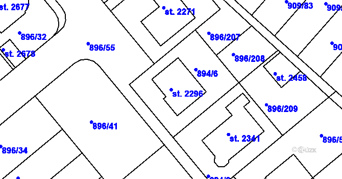 Parcela st. 2296 v KÚ Blatná, Katastrální mapa