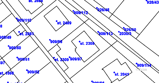 Parcela st. 2308 v KÚ Blatná, Katastrální mapa