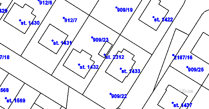 Parcela st. 2312 v KÚ Blatná, Katastrální mapa