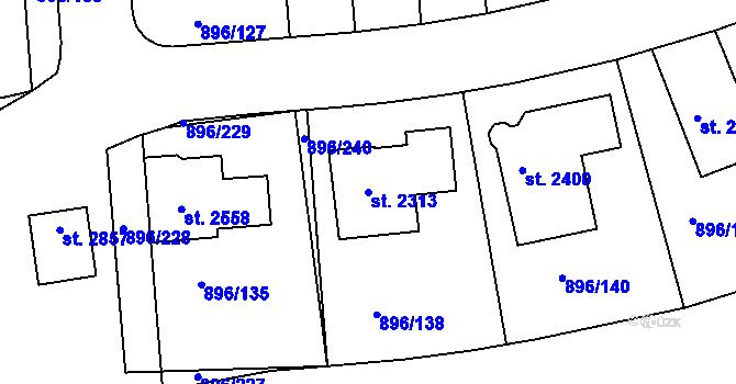 Parcela st. 2313 v KÚ Blatná, Katastrální mapa