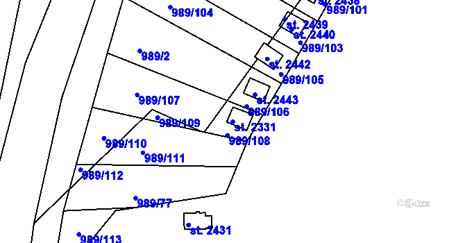 Parcela st. 2331 v KÚ Blatná, Katastrální mapa