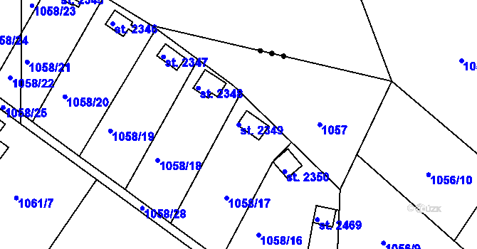 Parcela st. 2349 v KÚ Blatná, Katastrální mapa