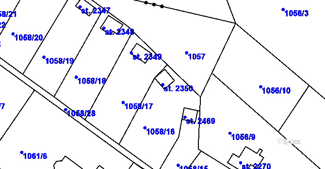 Parcela st. 2350 v KÚ Blatná, Katastrální mapa