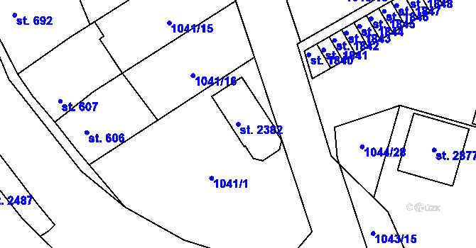 Parcela st. 2382 v KÚ Blatná, Katastrální mapa