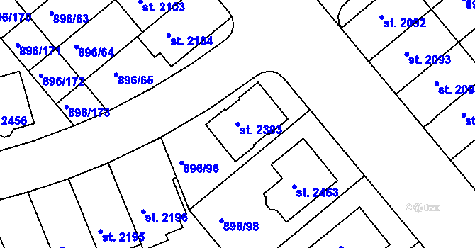 Parcela st. 2383 v KÚ Blatná, Katastrální mapa