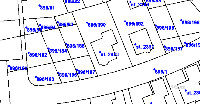 Parcela st. 2413 v KÚ Blatná, Katastrální mapa