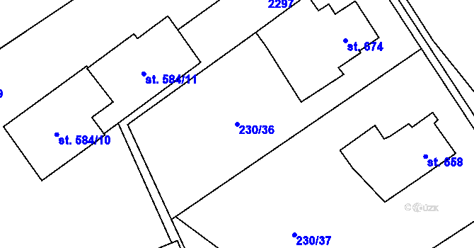 Parcela st. 230/36 v KÚ Blatná, Katastrální mapa
