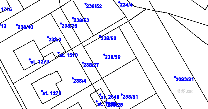 Parcela st. 238/59 v KÚ Blatná, Katastrální mapa