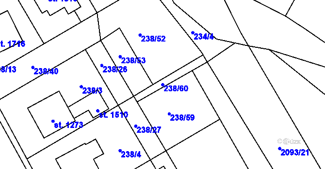 Parcela st. 238/60 v KÚ Blatná, Katastrální mapa