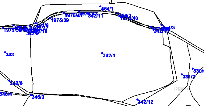Parcela st. 342/1 v KÚ Blatná, Katastrální mapa
