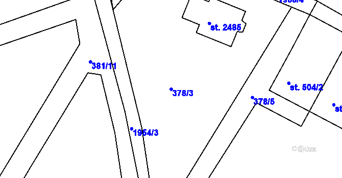 Parcela st. 378/3 v KÚ Blatná, Katastrální mapa