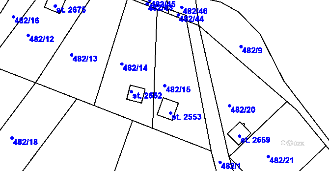 Parcela st. 482/15 v KÚ Blatná, Katastrální mapa