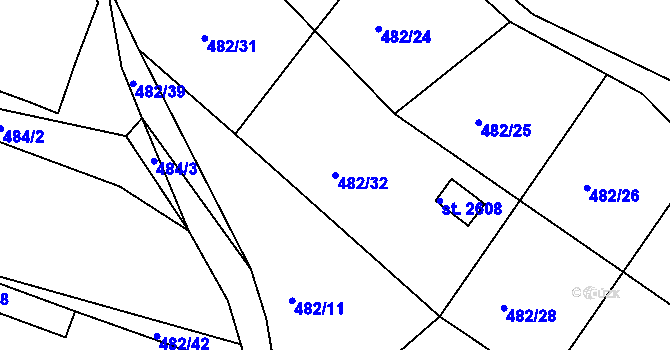 Parcela st. 482/32 v KÚ Blatná, Katastrální mapa