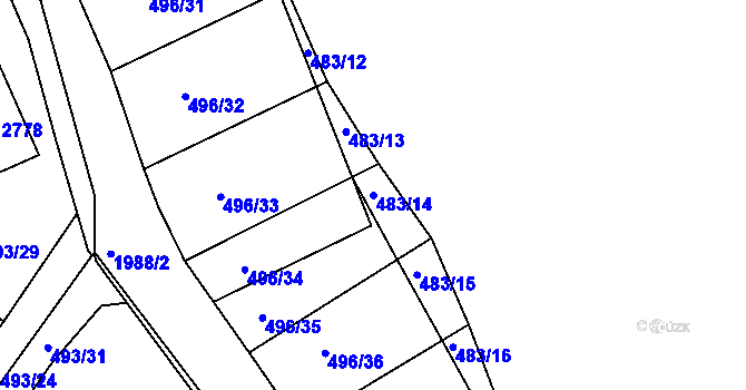 Parcela st. 483/14 v KÚ Blatná, Katastrální mapa