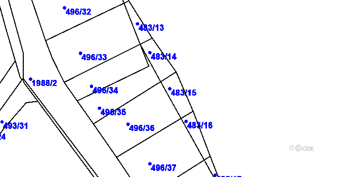Parcela st. 483/15 v KÚ Blatná, Katastrální mapa