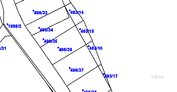Parcela st. 483/16 v KÚ Blatná, Katastrální mapa