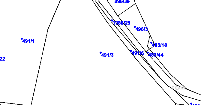 Parcela st. 491/3 v KÚ Blatná, Katastrální mapa
