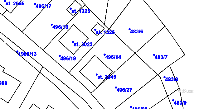 Parcela st. 496/14 v KÚ Blatná, Katastrální mapa
