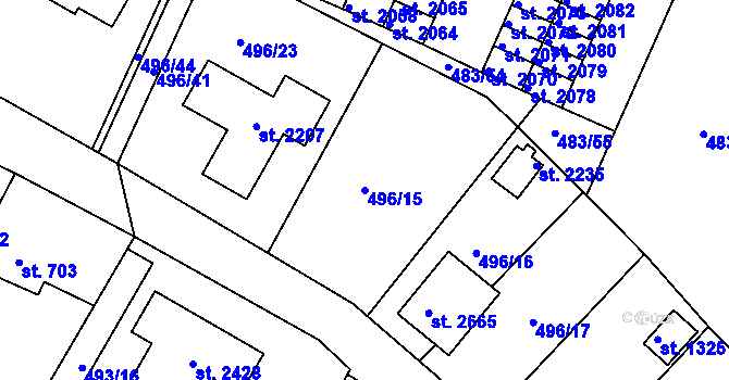 Parcela st. 496/15 v KÚ Blatná, Katastrální mapa