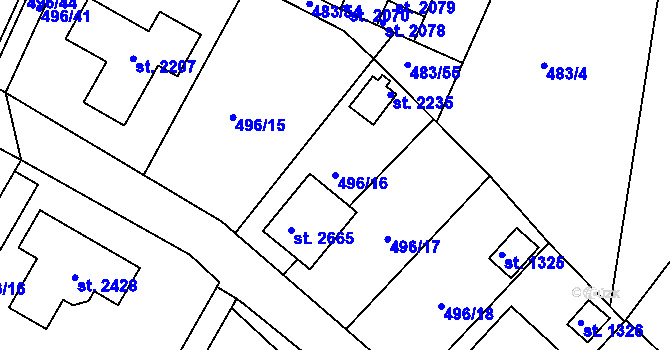 Parcela st. 496/16 v KÚ Blatná, Katastrální mapa