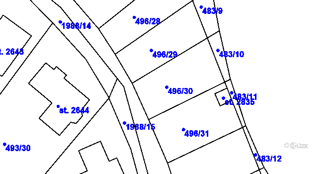 Parcela st. 496/30 v KÚ Blatná, Katastrální mapa