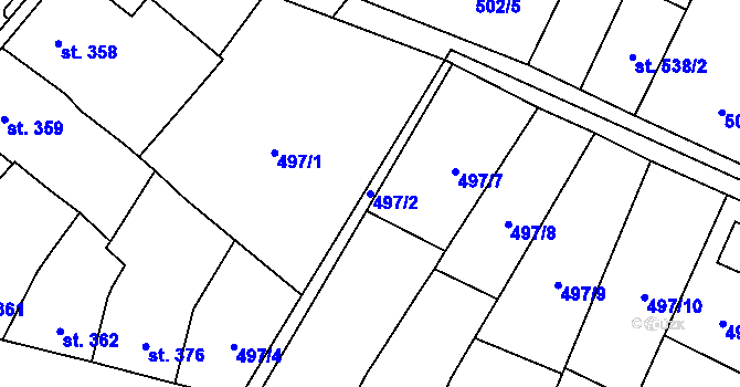 Parcela st. 497/2 v KÚ Blatná, Katastrální mapa