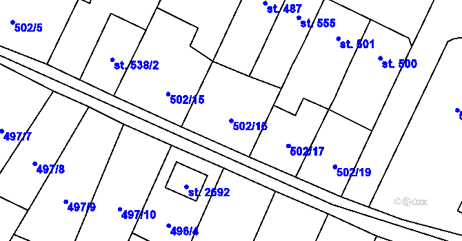 Parcela st. 502/16 v KÚ Blatná, Katastrální mapa