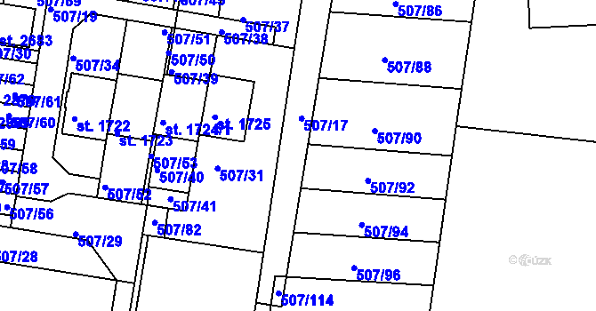 Parcela st. 507/17 v KÚ Blatná, Katastrální mapa