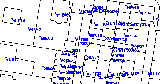 Parcela st. 507/19 v KÚ Blatná, Katastrální mapa