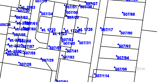 Parcela st. 507/31 v KÚ Blatná, Katastrální mapa