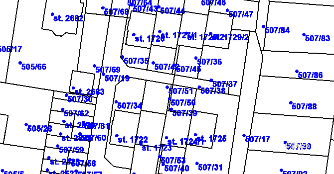 Parcela st. 507/51 v KÚ Blatná, Katastrální mapa