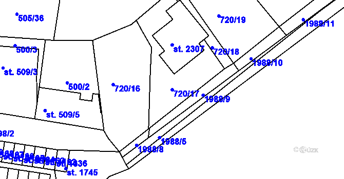 Parcela st. 720/17 v KÚ Blatná, Katastrální mapa