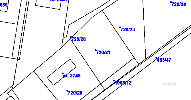Parcela st. 720/21 v KÚ Blatná, Katastrální mapa