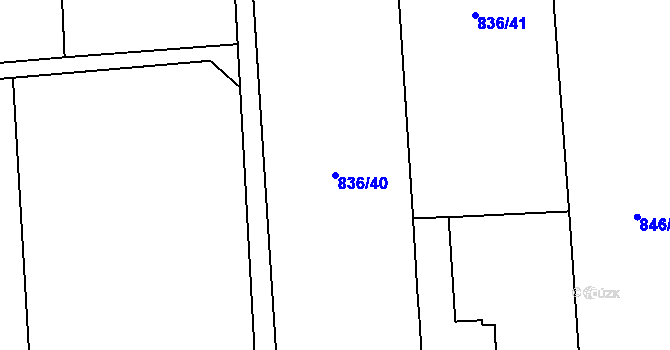 Parcela st. 836/40 v KÚ Blatná, Katastrální mapa