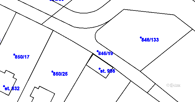 Parcela st. 846/19 v KÚ Blatná, Katastrální mapa