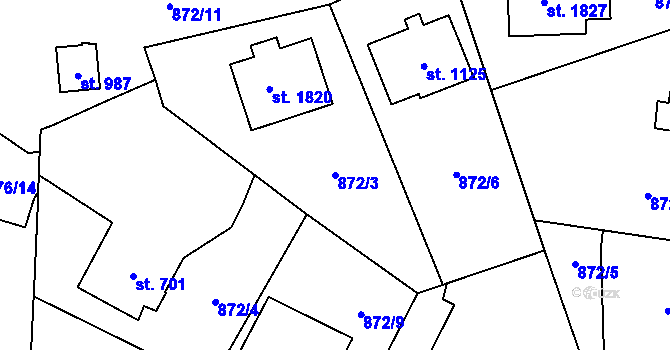 Parcela st. 872/3 v KÚ Blatná, Katastrální mapa