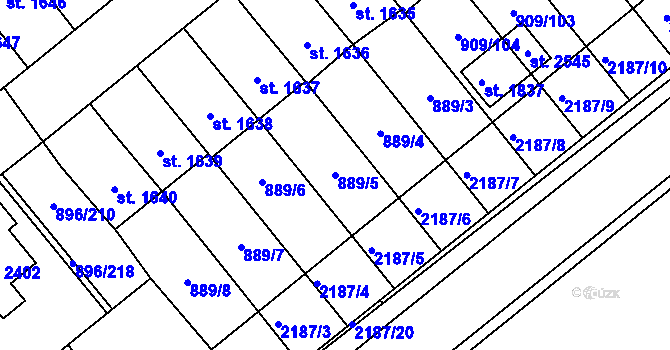 Parcela st. 889/5 v KÚ Blatná, Katastrální mapa