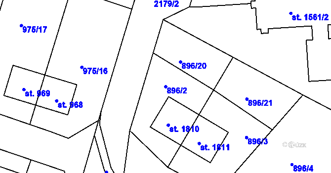Parcela st. 896/2 v KÚ Blatná, Katastrální mapa