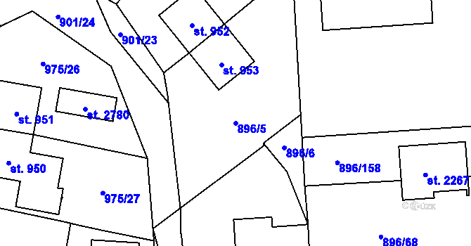 Parcela st. 896/5 v KÚ Blatná, Katastrální mapa