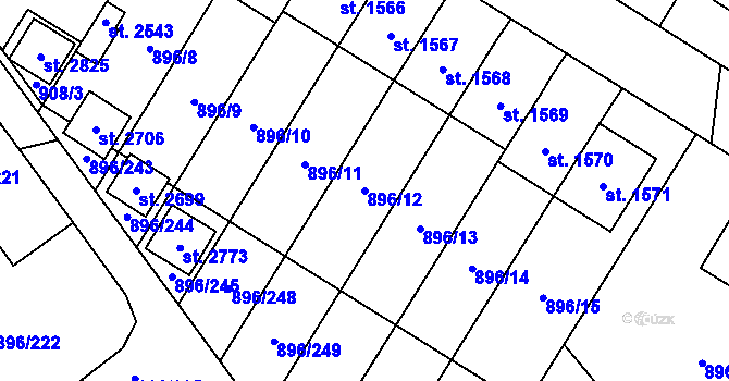 Parcela st. 896/12 v KÚ Blatná, Katastrální mapa