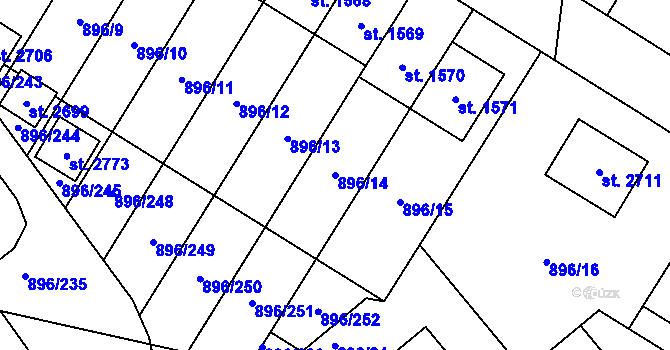 Parcela st. 896/14 v KÚ Blatná, Katastrální mapa