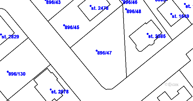 Parcela st. 896/47 v KÚ Blatná, Katastrální mapa
