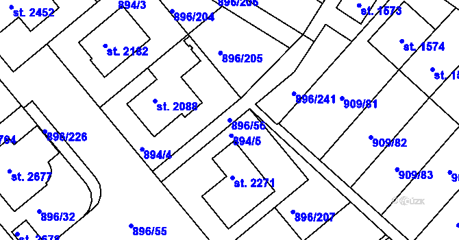 Parcela st. 896/56 v KÚ Blatná, Katastrální mapa