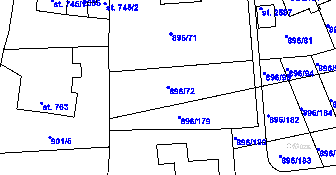 Parcela st. 896/72 v KÚ Blatná, Katastrální mapa