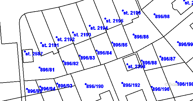 Parcela st. 896/84 v KÚ Blatná, Katastrální mapa