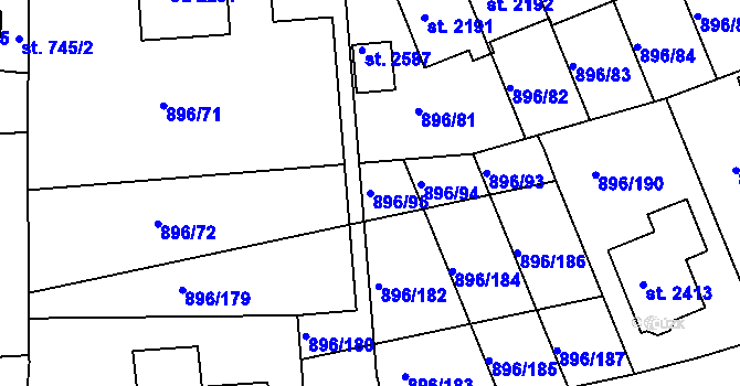 Parcela st. 896/95 v KÚ Blatná, Katastrální mapa