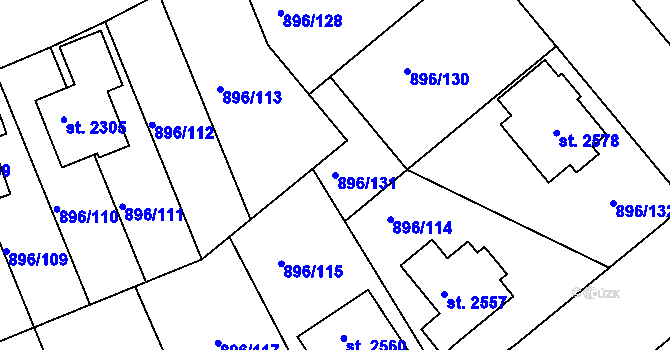 Parcela st. 896/131 v KÚ Blatná, Katastrální mapa
