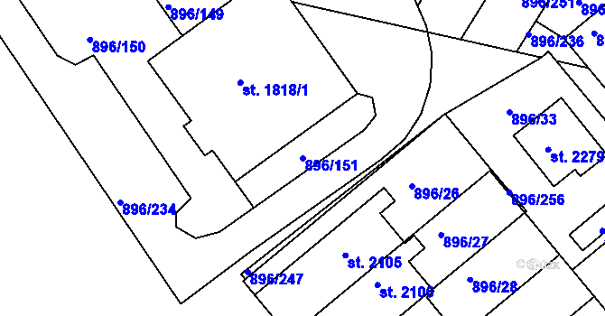 Parcela st. 896/151 v KÚ Blatná, Katastrální mapa