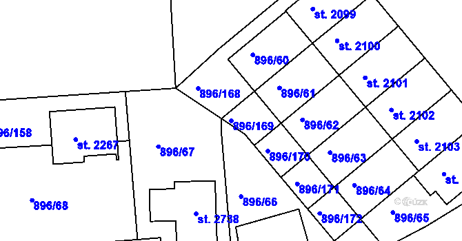 Parcela st. 896/169 v KÚ Blatná, Katastrální mapa